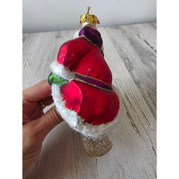 Glass glitter BRN Santa snowboarding ornament‎ Xmas tree sport - Picture 2 of 9